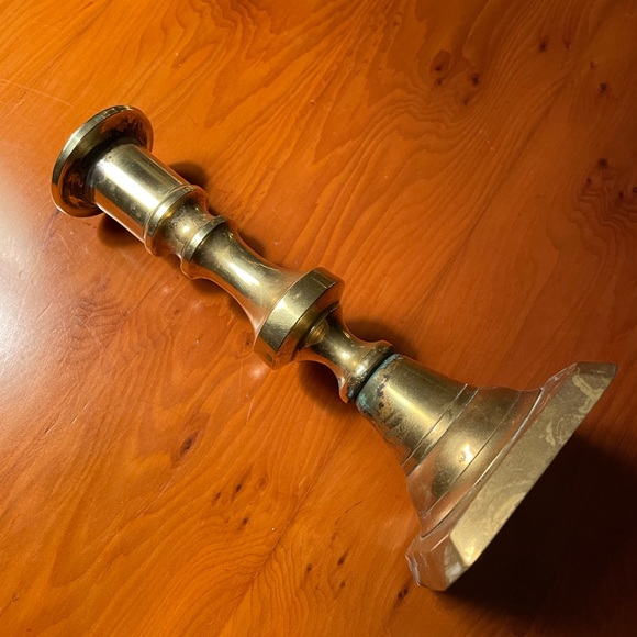 Pair of Brass Antique Victorian Candlesticks - Picture 2 of 3